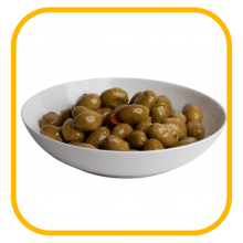 PIKANTNE VELIKE ZELENE OLIVE Z JALAPENO PAPRIKO, ZAČINJENE, V RASTLINSKEM OLJU 400g (2x200g)
